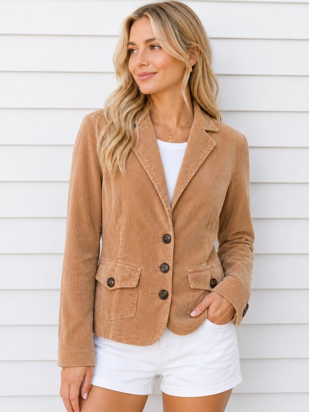 Vintage Jessica Corduroy Blazer Tan Brown Size 8 Preppy Academia Fall 2026 Trend